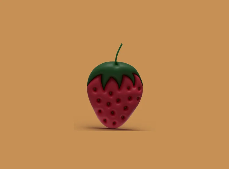 Minimalist 3D Strawberry